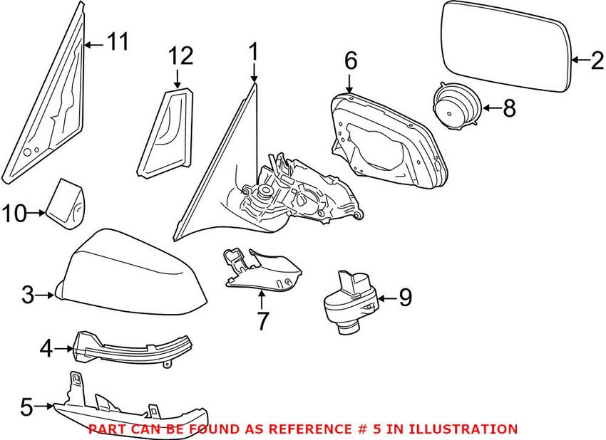 BMW Door Mirror Cover = Front Passenger Side Lower 51167308656