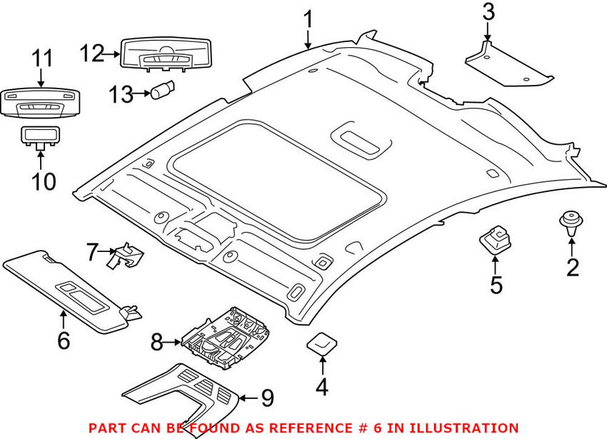 BMW Sun Visor - Passenger Side 51167349346