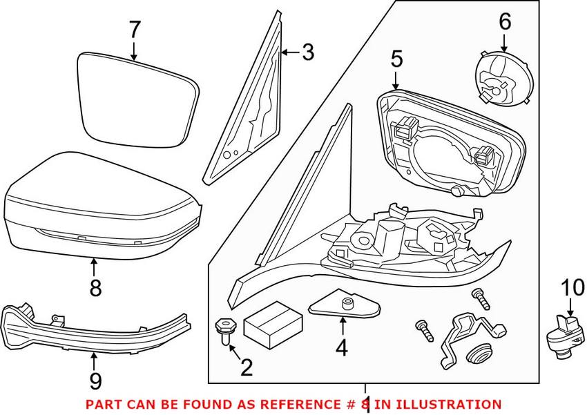 BMW Side Mirror Cover - Passenger Side (Primed) 51167422720