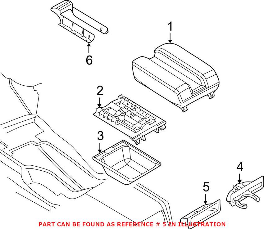 BMW Center Console Storage Cubby - Rear 51168159701