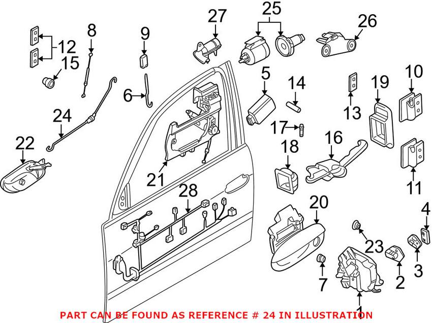 Door Latch Cable - Front Passenger Side