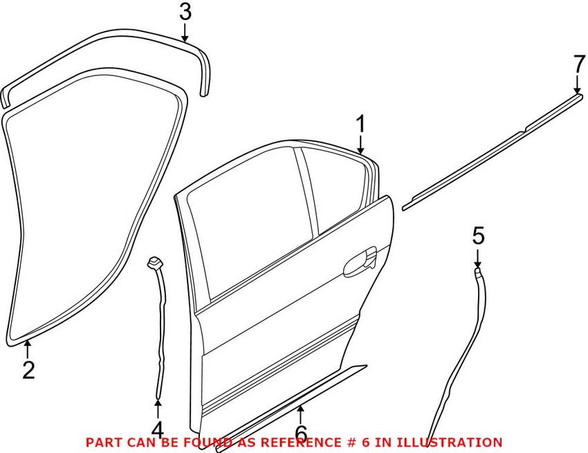 BMW Door Seal - Rear Passenger Side Lower 51228150100