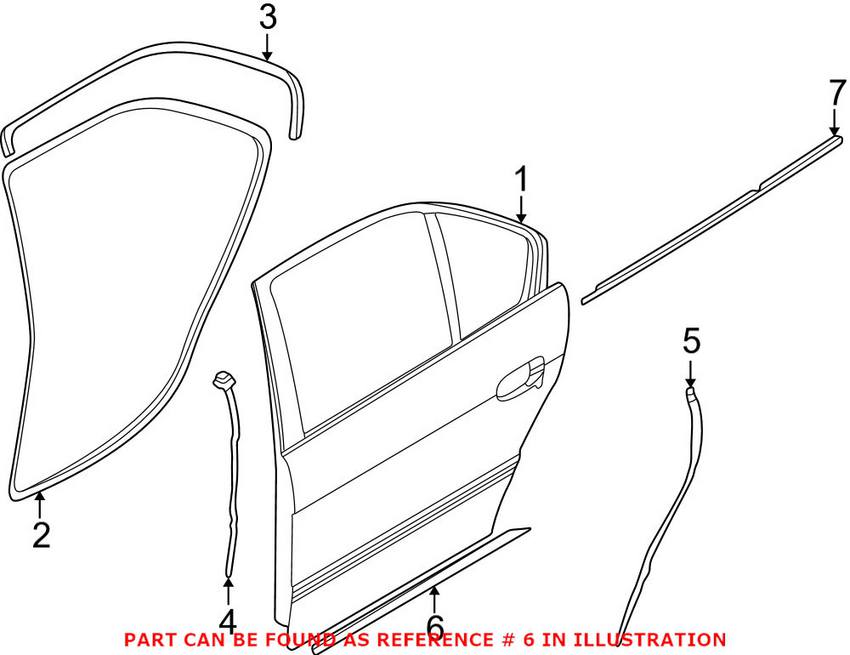 BMW Door Seal - Rear Passenger Side Lower 51228150710