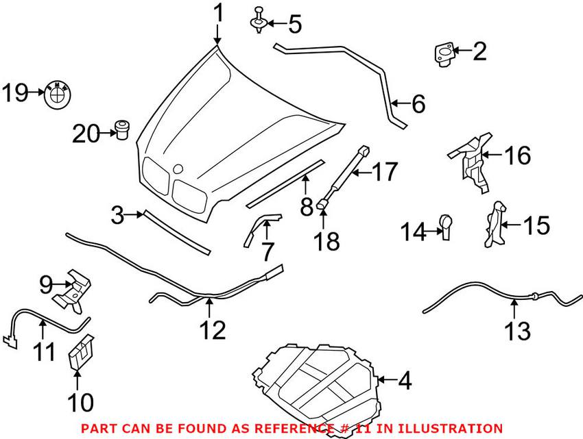 BMW Hood Release Cable Catch 51237164798