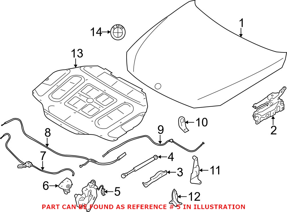 BMW Hood Lock - Driver Side (Passive) 51237183762