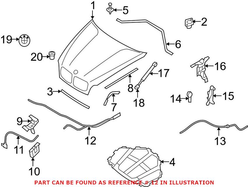 BMW Hood Release Cable 51237184456