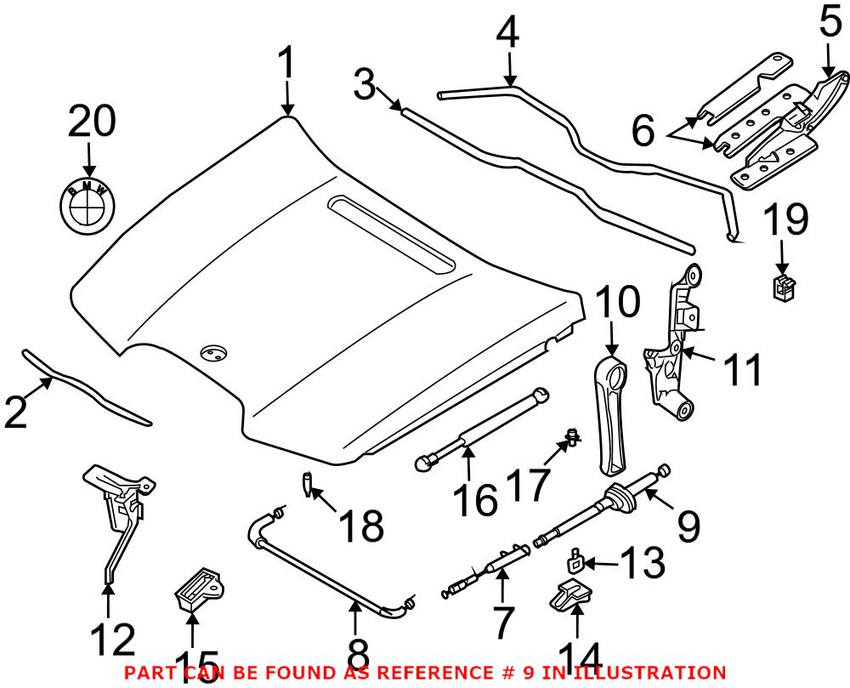 BMW Hood Release Cable - Rear 51237197474