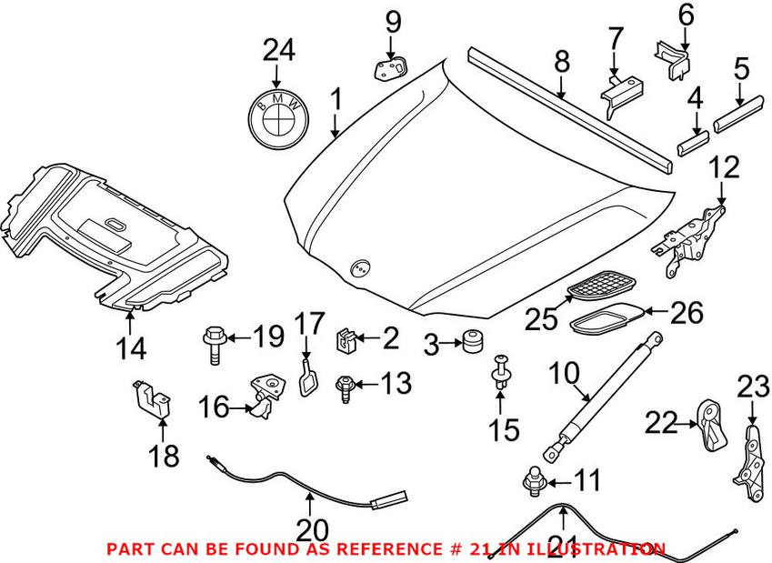 BMW Hood Release Cable 51237201904