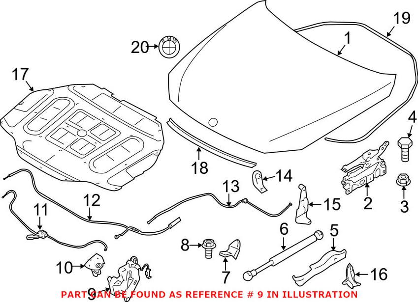 BMW Hood Lock - Passenger Side (Passive) 51237206453