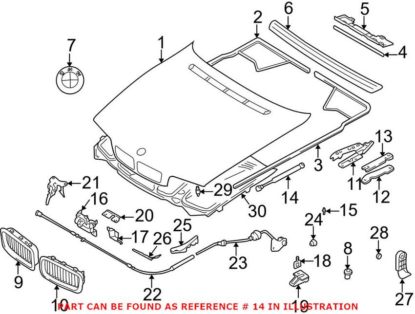 BMW Hood Lift Support 51238150077