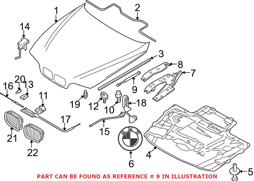 BMW Hood Lift Support 51238174866