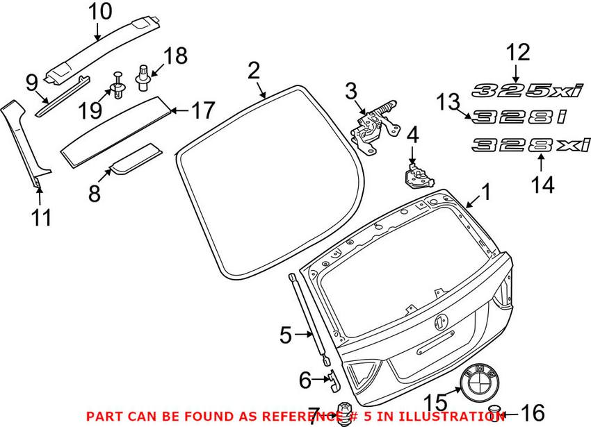 BMW Hatch Lift Support 51247127875