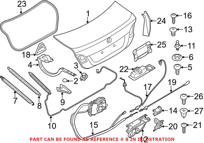 BMW Trunk Return Spring - Passenger Side 51247204367