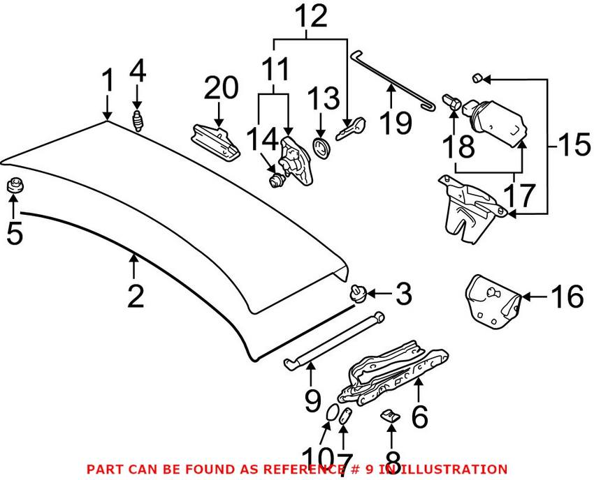 BMW Trunk Lift Support 51248222913 - Stabilus 9283HM