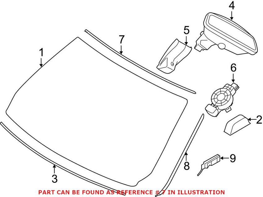 BMW Windshield Seal - Front Upper 51317258053