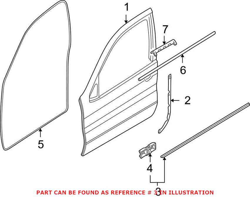 BMW Door Weatherstrip - Front Driver Side Lower 51327004693