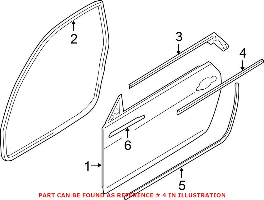 BMW Window Channel Cover - Front Passenger Side 51337173552