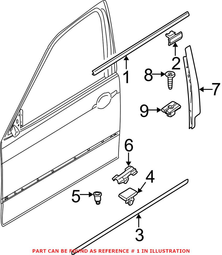 BMW Outer Weatherstrip - Front Driver Side 51338194707