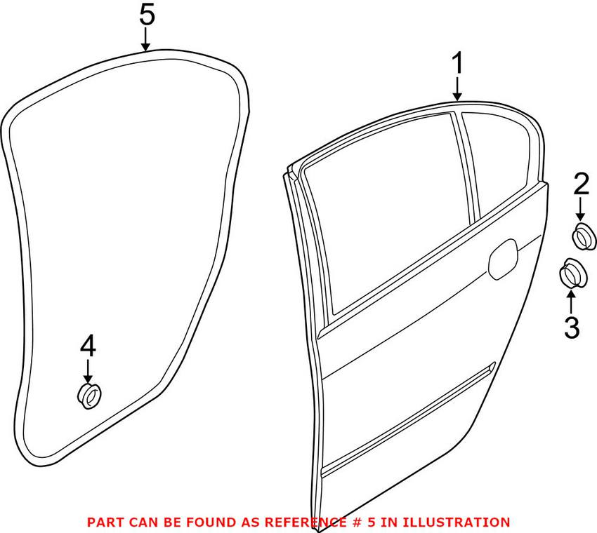 Door Weatherstrip - Rear Driver Side