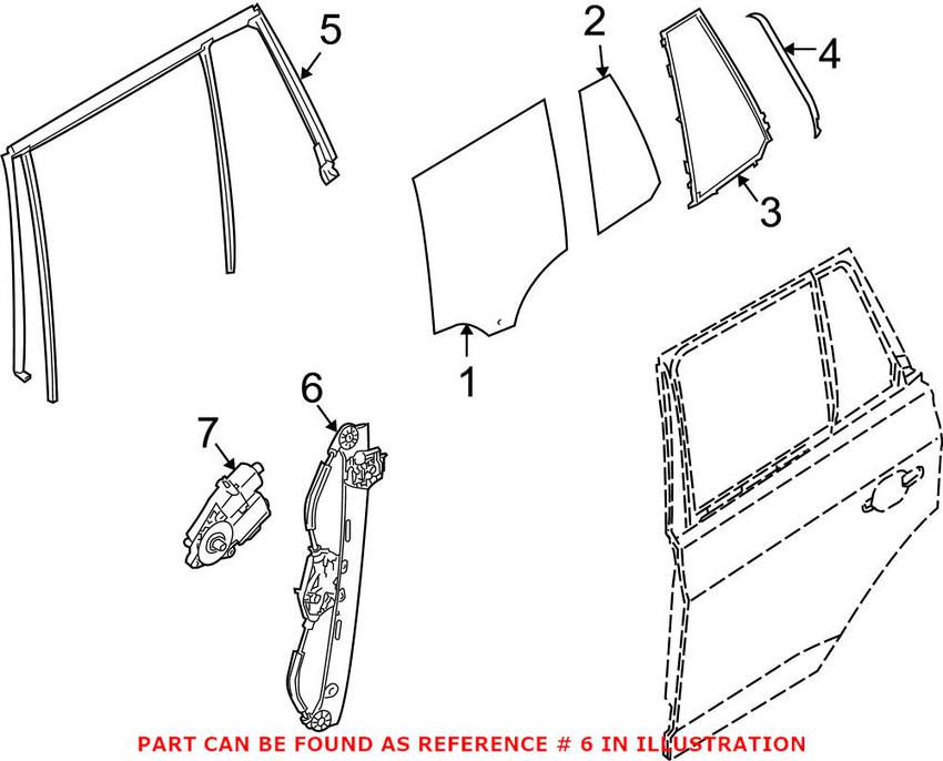 BMW Window Regulator - Rear Driver Side 51353448251