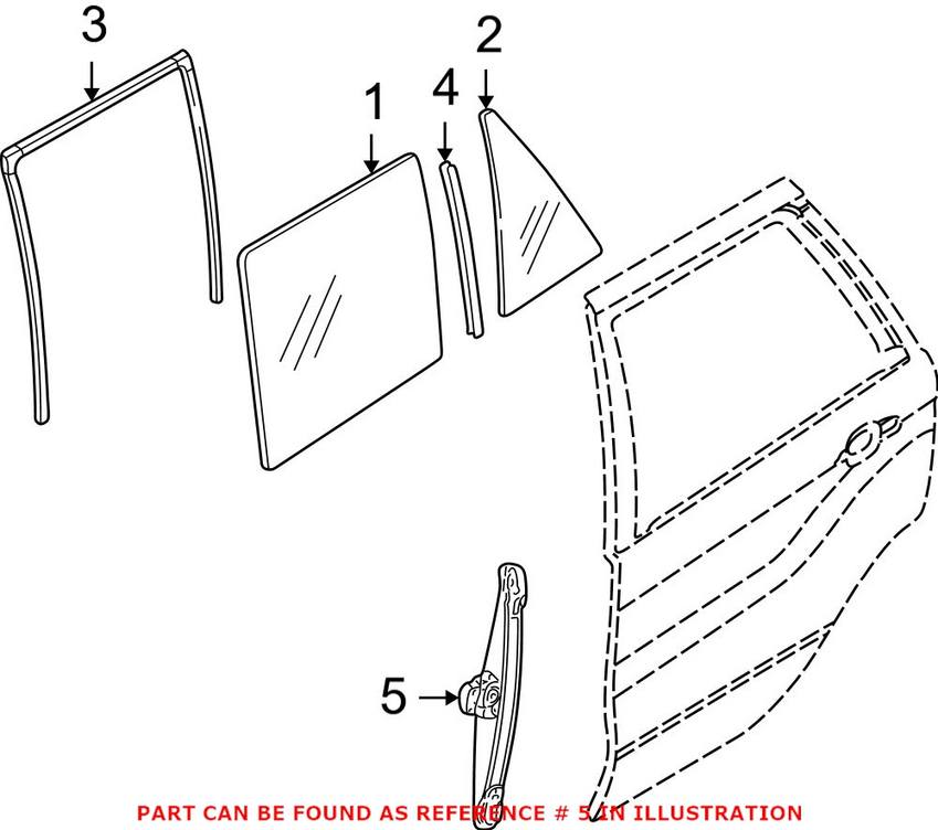 BMW Window Regulator - Rear Driver Side 51357125059