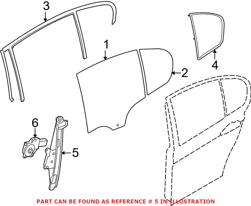 BMW Window Regulator - Rear Passenger Side 51357140590