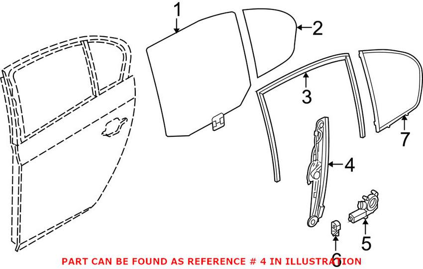 BMW Window Regulator - Rear Passenger Side (w/o Motor) 51357184746