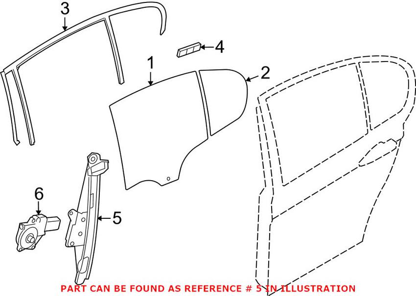 BMW Window Regulator - Rear Driver Side (w/o Motor) 51357281887