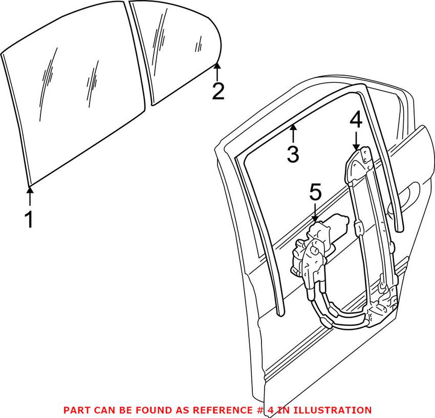 BMW Window Regulator - Rear Passenger Side (w/ Motor) 51358159836