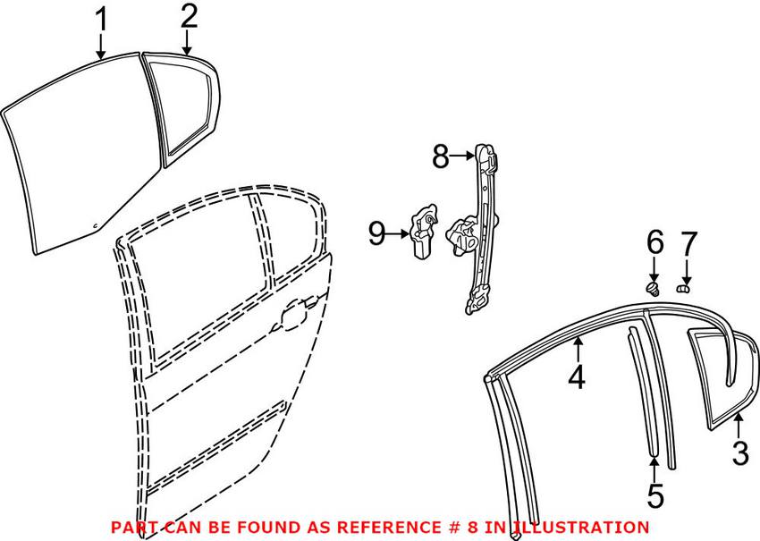 BMW Window Regulator - Rear Passenger Side 51358212100