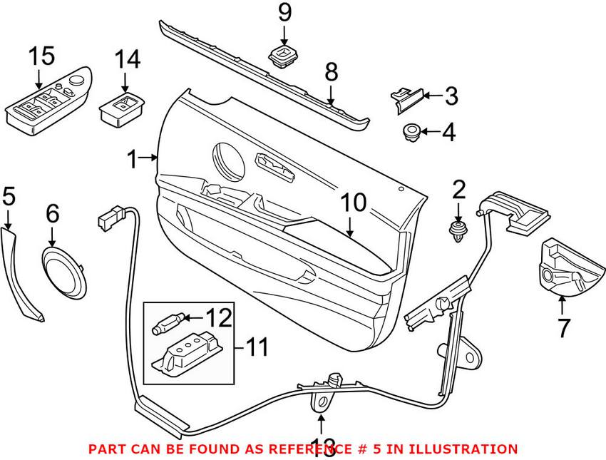 BMW Interior Door Handle Cover - Rear Driver Side (Gray) 51416971291