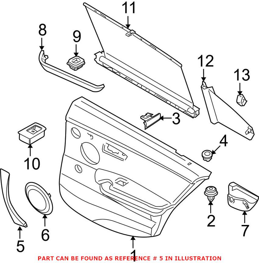 BMW Interior Door Handle Cover - Passenger Side (Gray) 51416971292