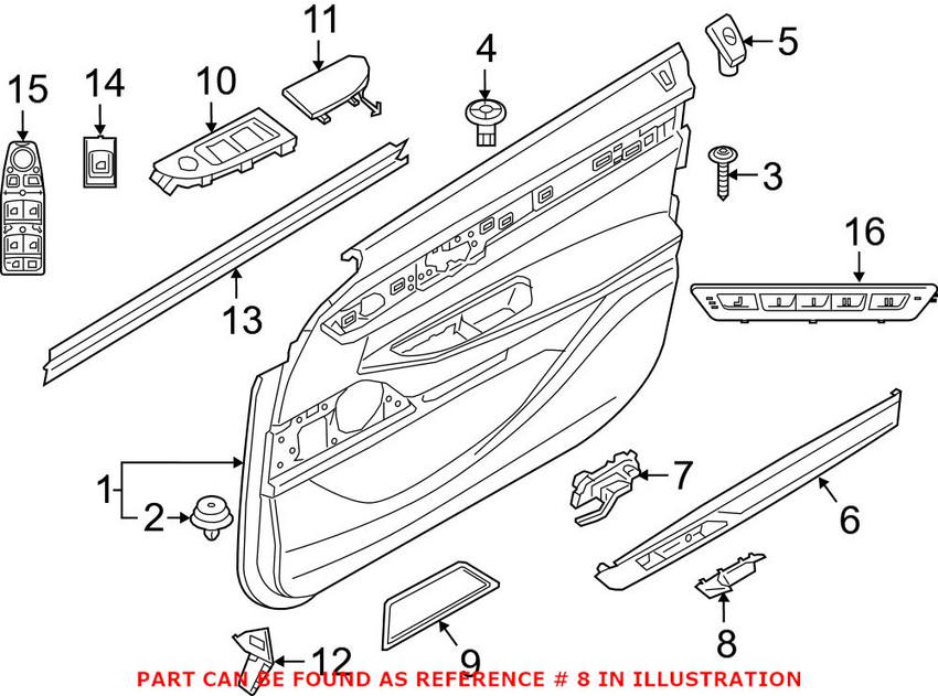 BMW Exterior Door Handle Cover = Front Driver Side 51417400909