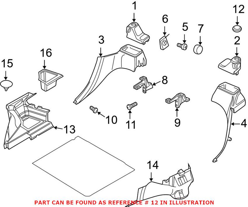 BMW Rollover Bar Bolt Cover - Driver Side (Black) 51438411519