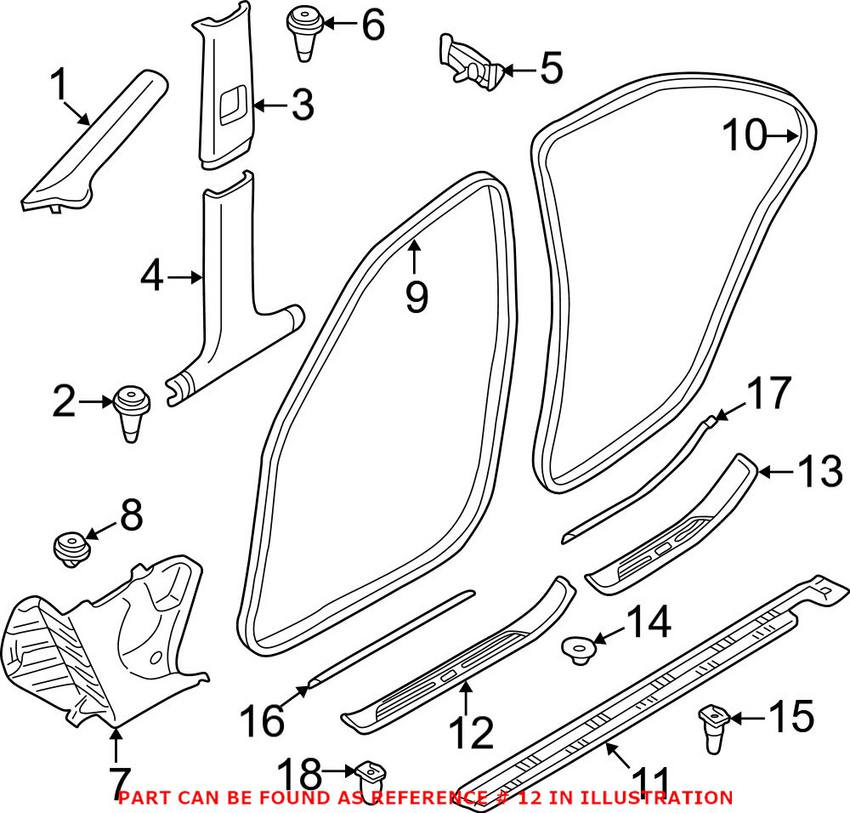 BMW Door Sill Cover - Front Driver Side (Black) 51478159933