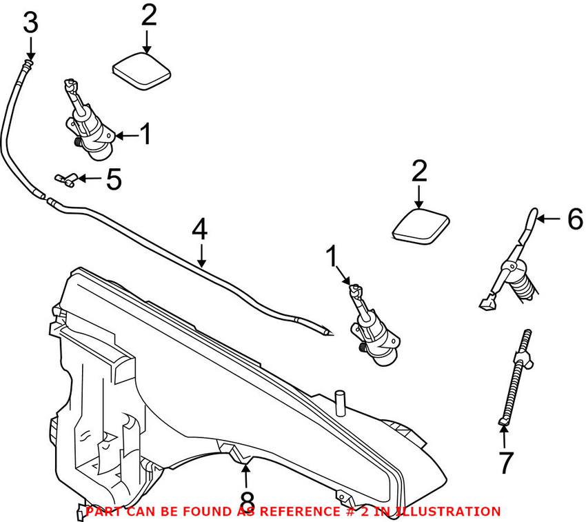 BMW Headlight Washer Cover - Passenger Side (Un-painted) 51657199142