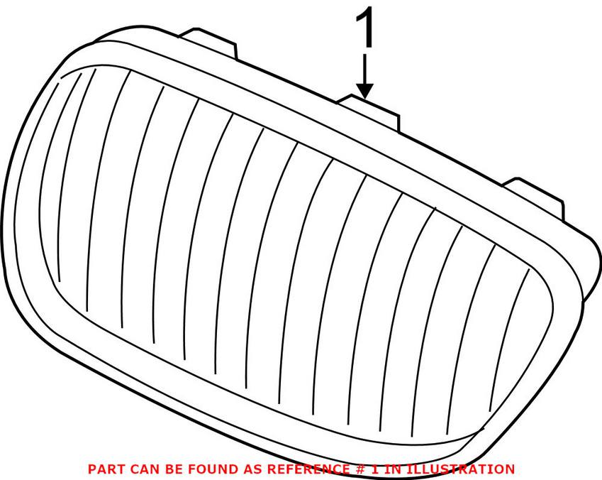 BMW Kidney Grille - Passenger Side (Black) 51710441920