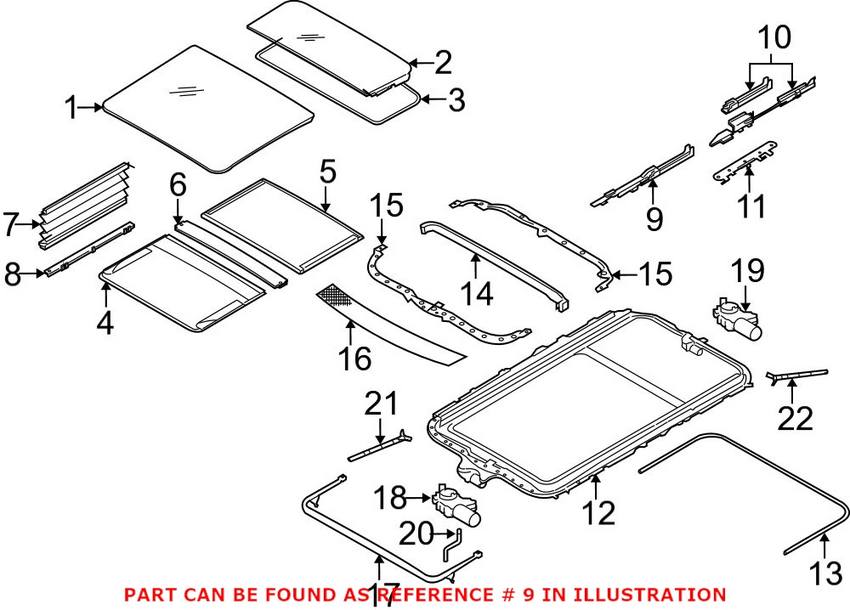 BMW Sunroof Frame Repair Kit - Front 54107130990