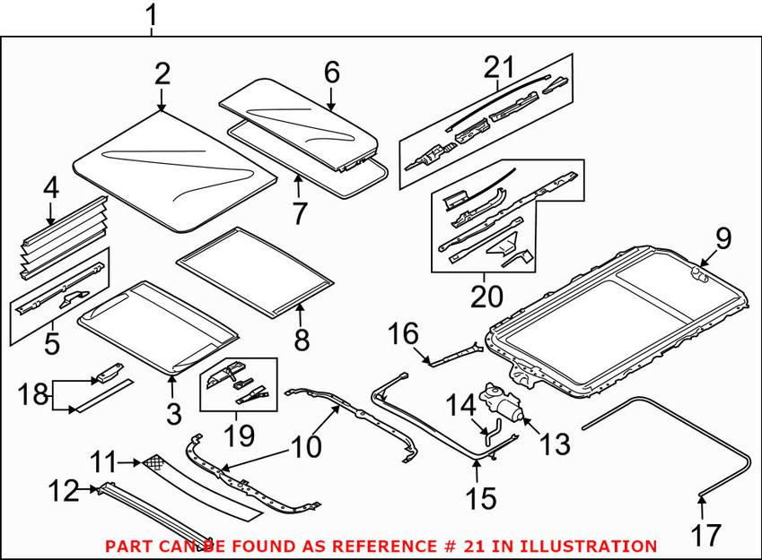 BMW Sunroof Frame Repair Kit - Rear 54107227894