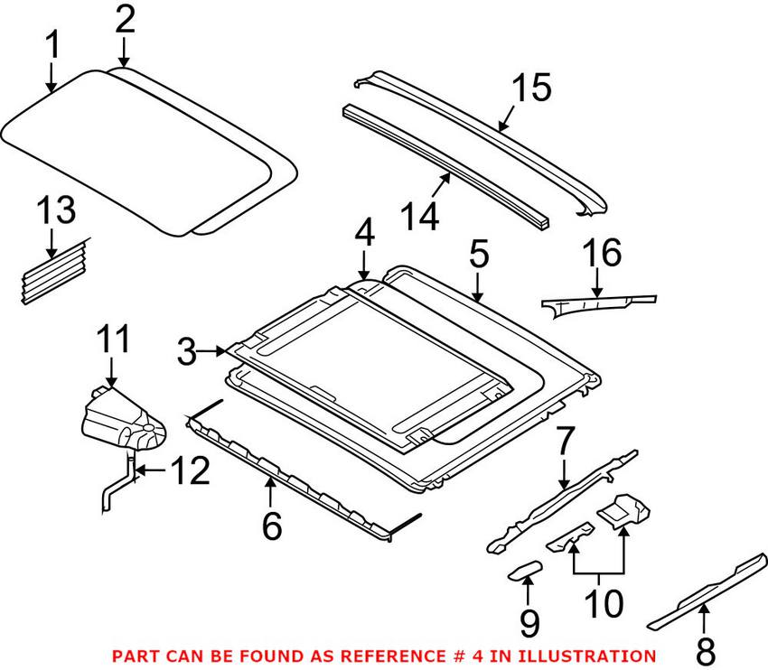 BMW Sunroof Trim Strip (Anthracite) 54108036477