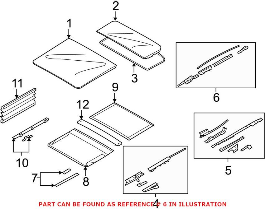 BMW Sunroof Frame Repair Kit Rear 54137240682 Genuine BMW 54137240682