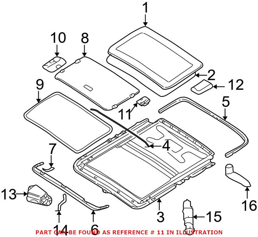 BMW Sunroof Shade Slider - Driver Side 54138246027