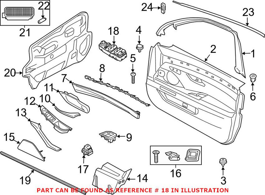 BMW Door Window Switch - Front Driver Left 61319241956