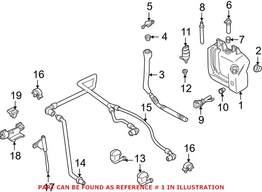 BMW Windshield Washer Reservoir 61607038432