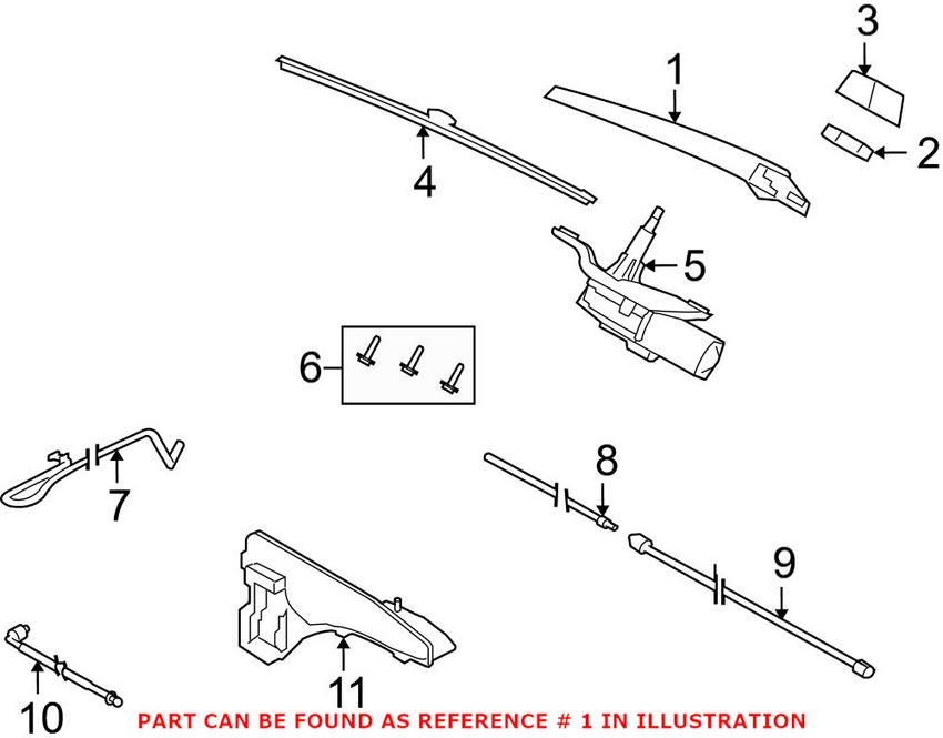 BMW Windshield Wiper Arm - Rear 61627206357