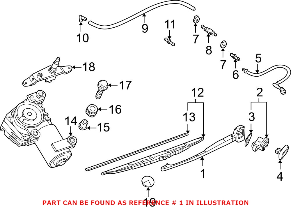 BMW Windshield Wiper Arm - Rear 61628221453