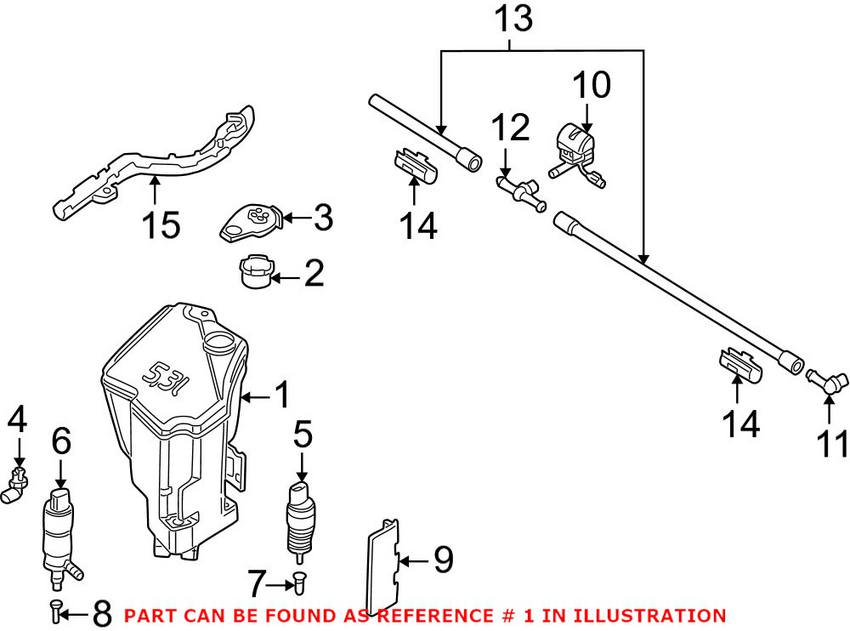 BMW Windshield Washer Fluid Reservoir (For cars without headlamp washer system) 61667007970