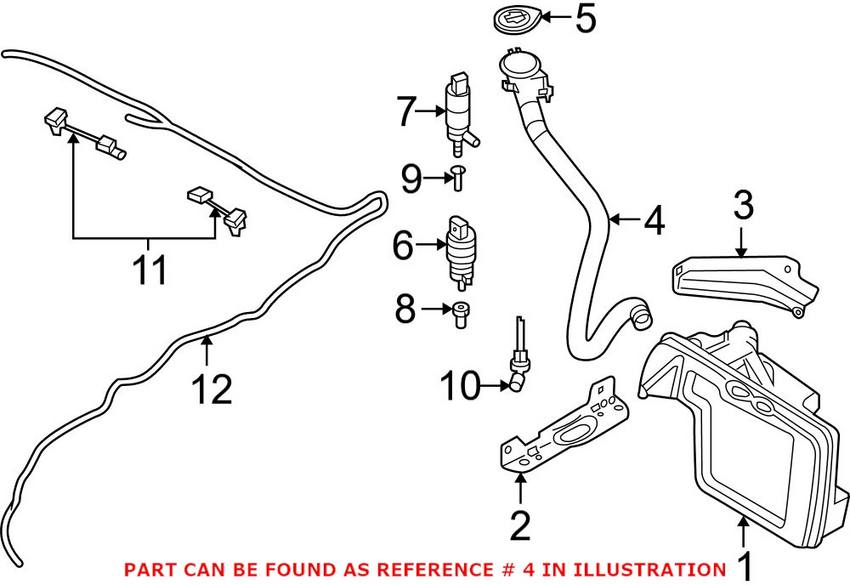 BMW Windshield Washer Reservoir Filler Pipe 61667144396