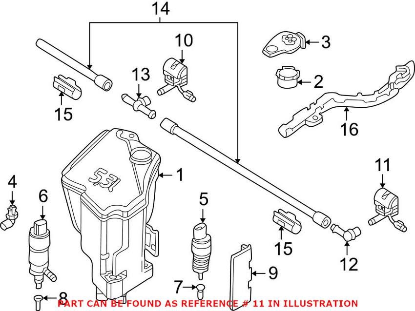 BMW Windshield Washer Nozzle - Driver Side (Heated) 61668374365