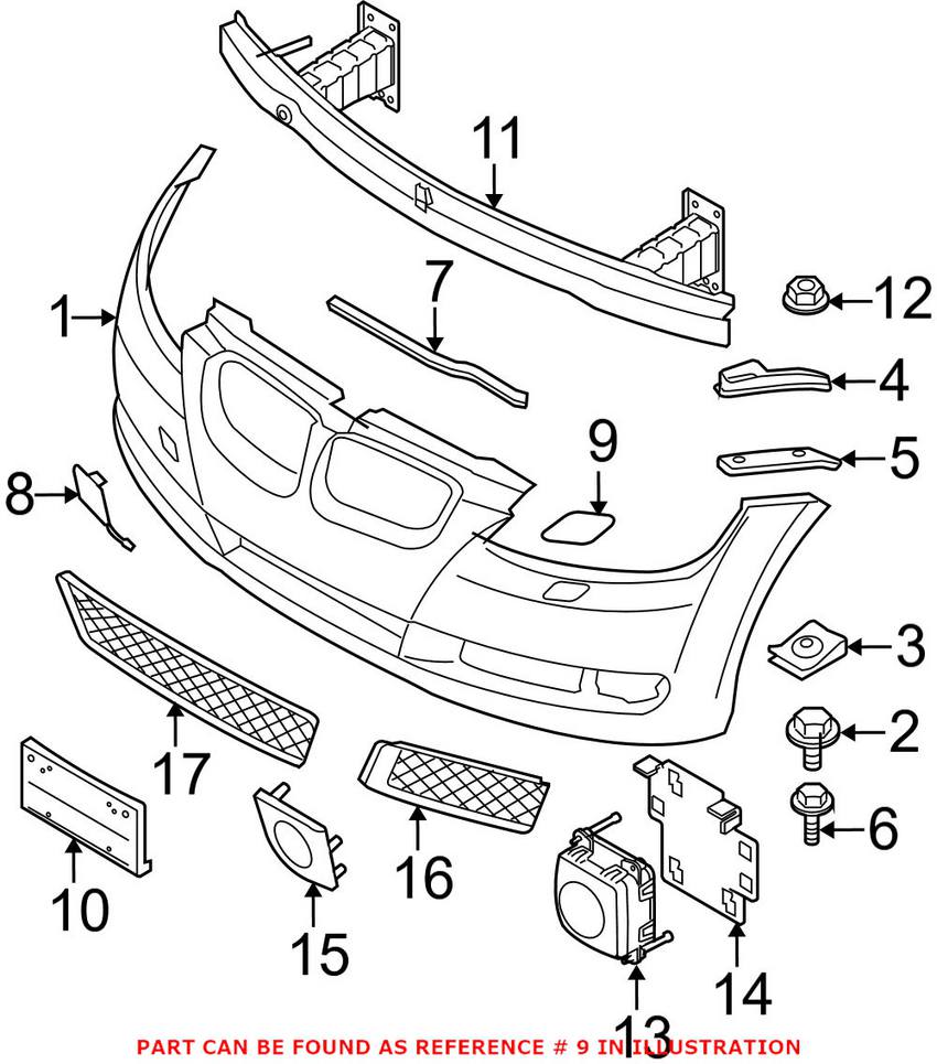 BMW Headlight Washer Cover - Driver Side (Un-painted) 61677171659